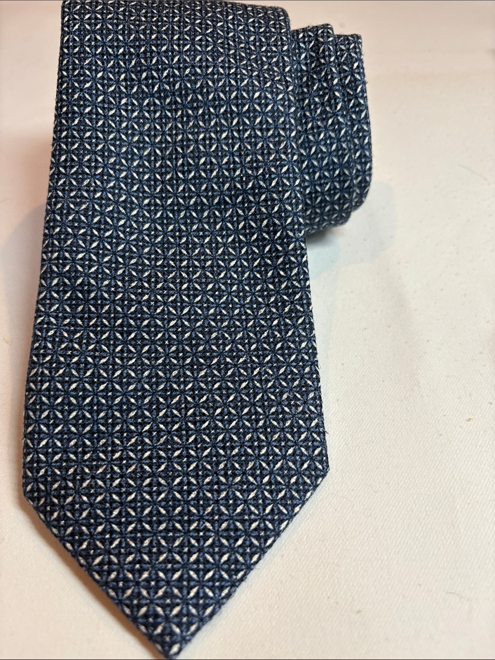 Ermenegildo Zegna Blue Black Patterned Silk Tie